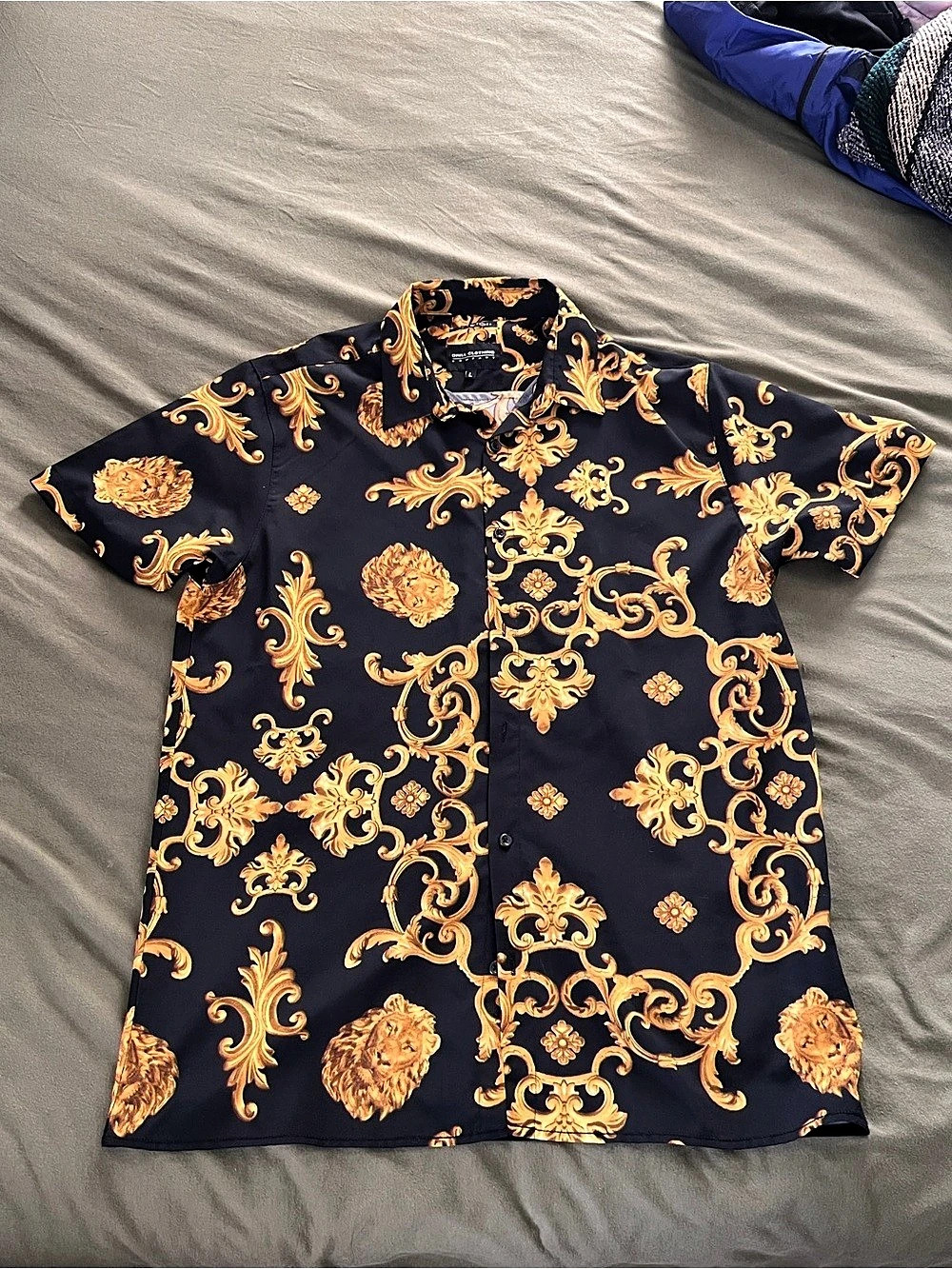 Drill Clothing Company Men's Paisley Button Down Black & Orange Large Like New